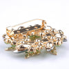 Crystal Rhinestone Gold Plated Chinese Redbud Flower Brooch Pins Jewelry