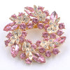 Crystal Rhinestone Gold Plated Chinese Redbud Flower Brooch Pins Jewelry