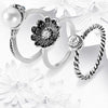 Pearl Rhinestone Daisy Ring Set Synthetic