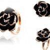 Fashion Black Rose Flower Rhinestone Rings