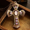 Pink Cross Crystals Pendant Long Dainty Necklace