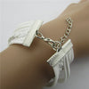 Leather Wrap Cross & Angel Wing Charm Crystal Bracelets